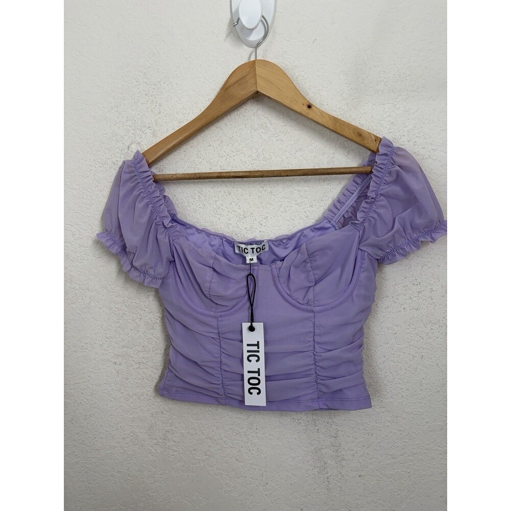 Tic Toc Women's M Lavender Corset Crop Top NWT Y2K Feminine coquette balletcore